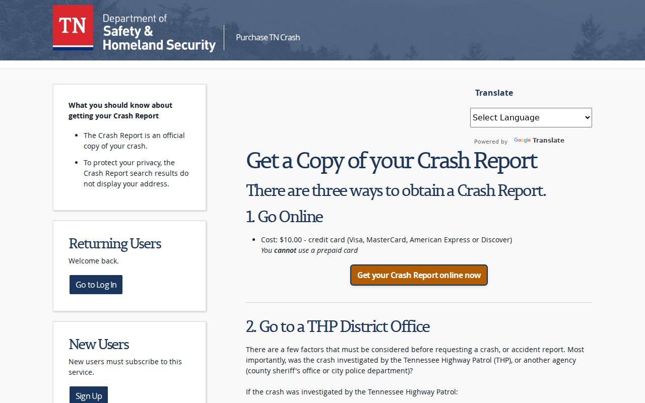 Sullivan County criminal and crash report access portal