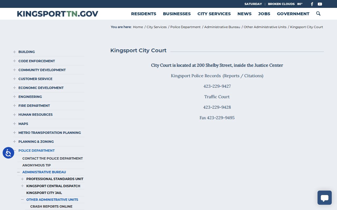 Kingsport Sullivan County municipal court criminal and citation records