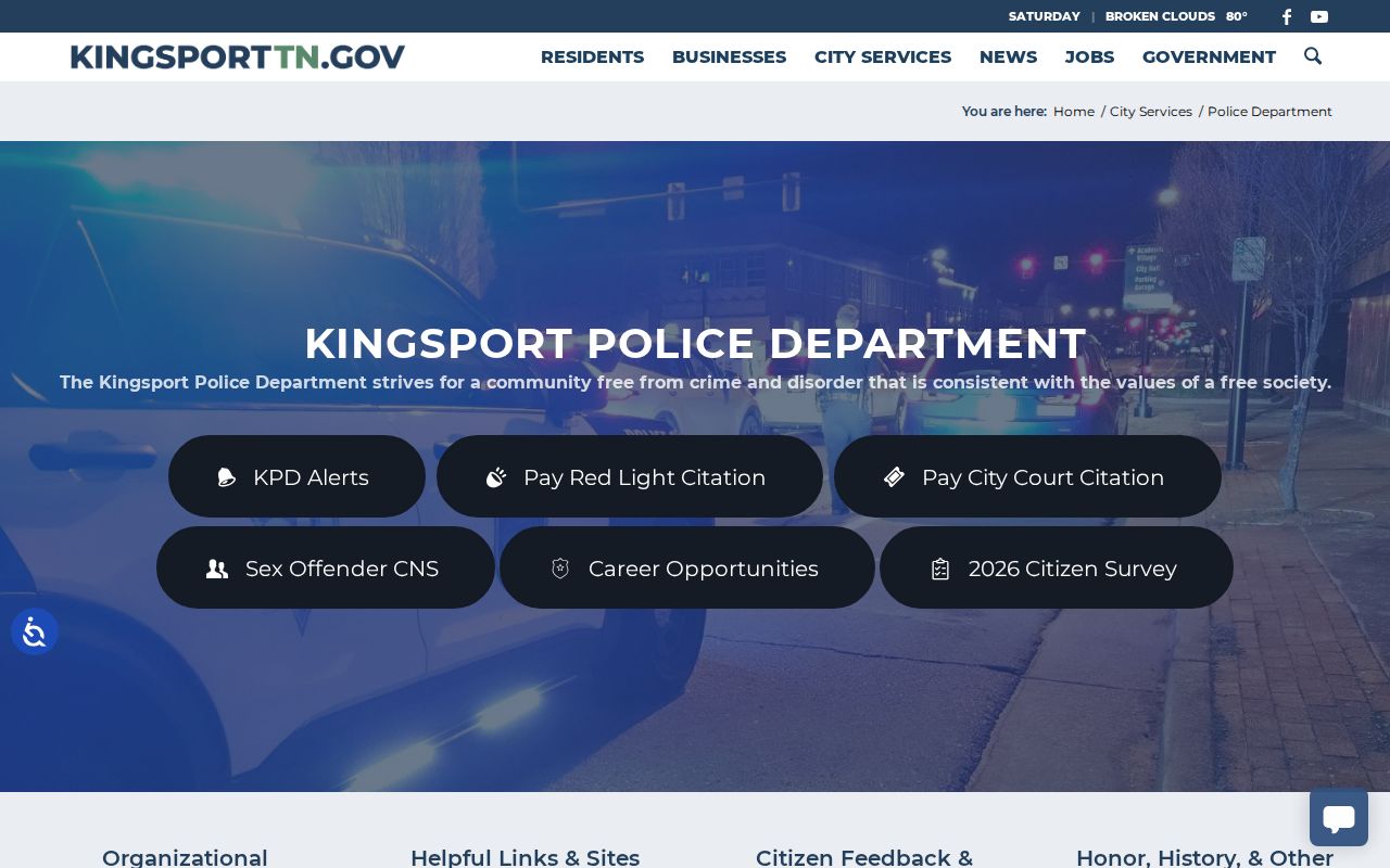 Kingsport Sullivan County criminal records police department page